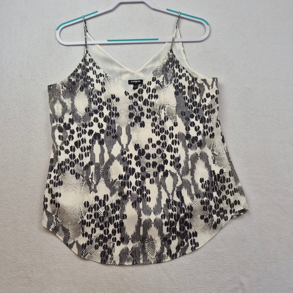 Express Snakeskin Blouse Sleeveless White Gray Tank Top Animal Print Chic Sexy M - Picture 2 of 13